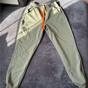 EUC Woman’s Med Tall Olive Jogger Pants with Orange Drawstring